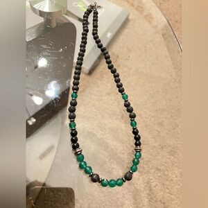 NWT thin volcanic lava stone  necklace for men and women